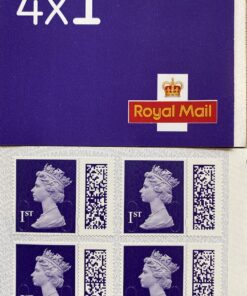 4 x 1st class Purple self adhesive stamps in booklet with QR code
