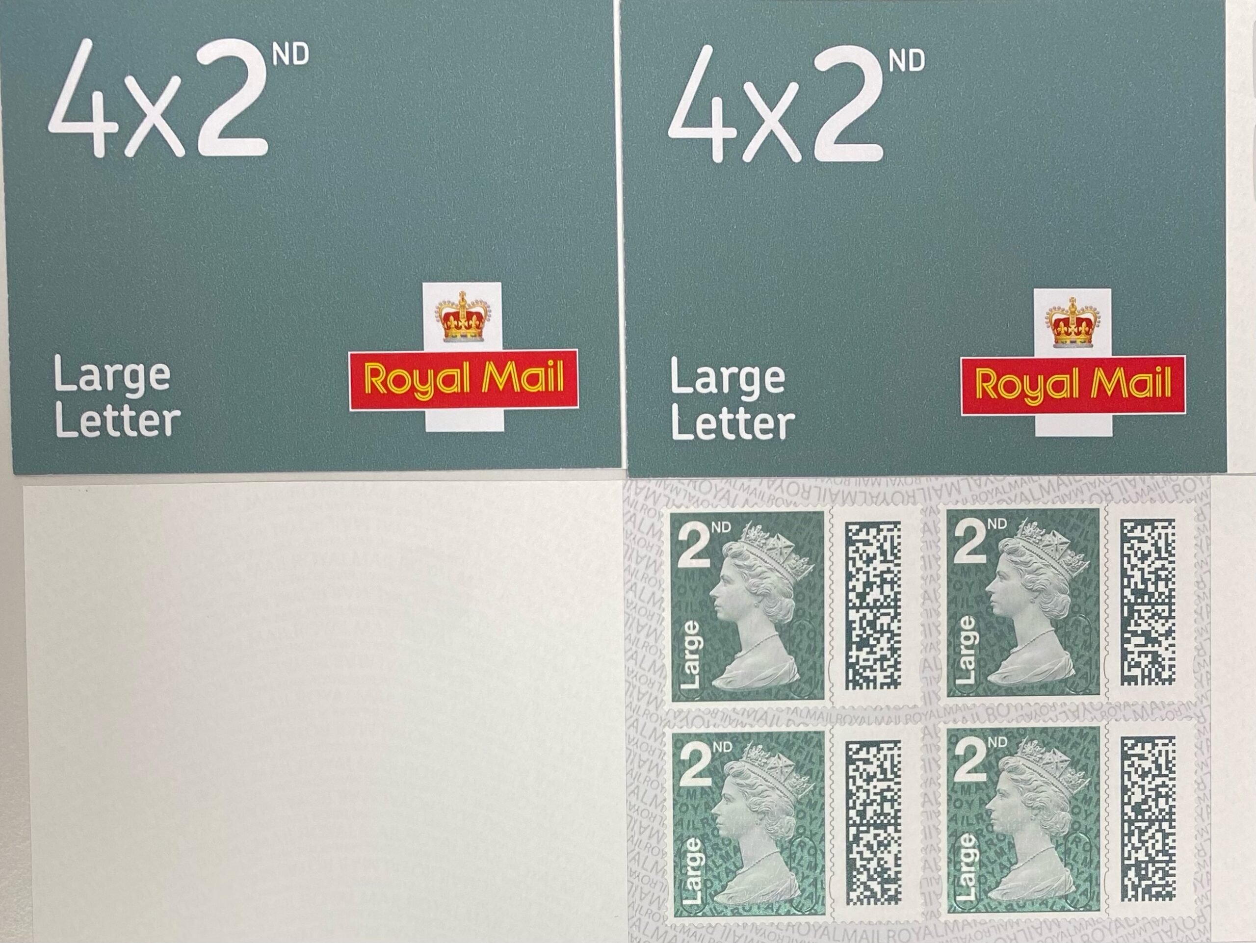 4 x 2nd large letter stamps QR barcoded booklets