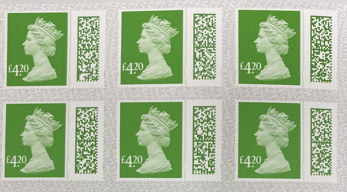 4.20 QR Barcoded self adhesive postage stamps